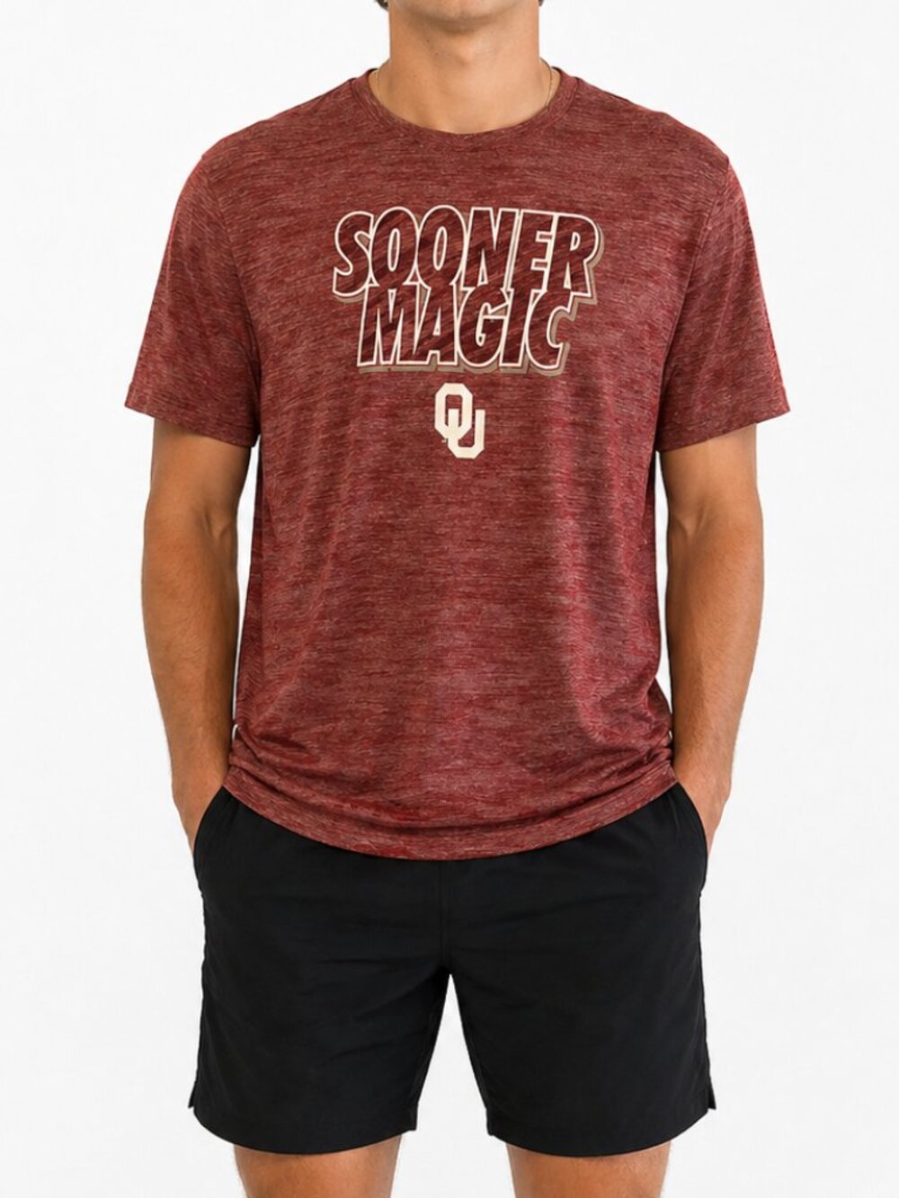 Men’s OU 2X Russell Athletic Crimson Heather 'Sooner Magic' Dry Fit T shirt